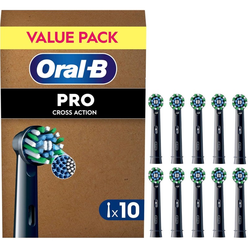 Oral-B Pro Cross Action Toothbrush Heads, 10 Pack, Black