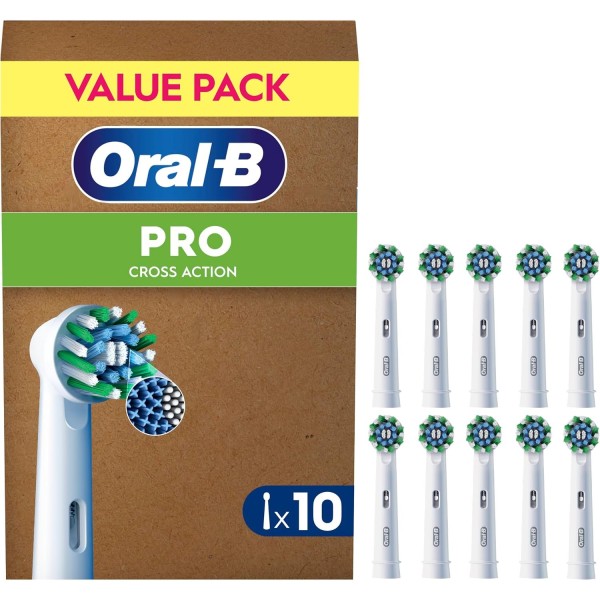 Oral-B Pro Cross Action Toothbrush Heads, 10 Pack, White