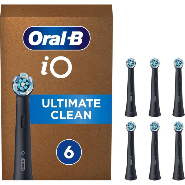 Oral-b iO Ultimate Clean Toothbrush Heads, 6 Pack, Black