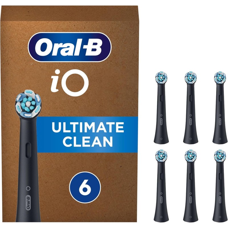 Oral-b iO Ultimate Clean Toothbrush Heads, 6 Pack, Black
