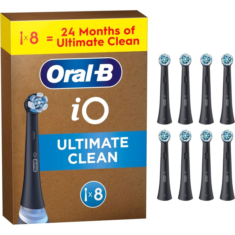 Oral-b iO Ultimate Clean Toothbrush Heads, 8 Pack, Black