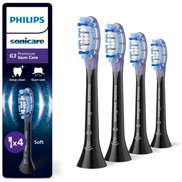 Philips Sonicare G3 Premium Gum Care Toothbrush Heads, 4 Pack, Black
