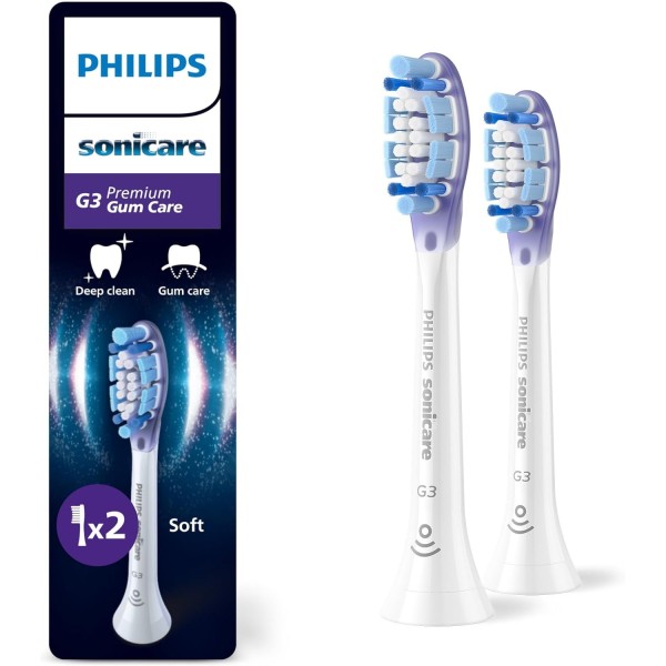 Philips Sonicare G3 Premium Gum Care Toothbrush Heads, 2 Pack, White