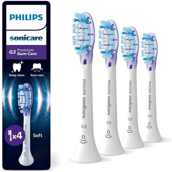 Philips Sonicare G3 Premium Gum Care Toothbrush Heads, 4 Pack, White