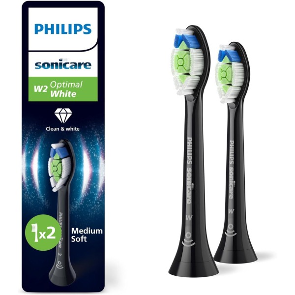 Philips Sonicare W2 Optimal White Toothbrush Heads, 2 Pack, Black