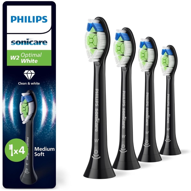 Philips Sonicare W2 Optimal White Toothbrush Heads, 4 Pack, Black