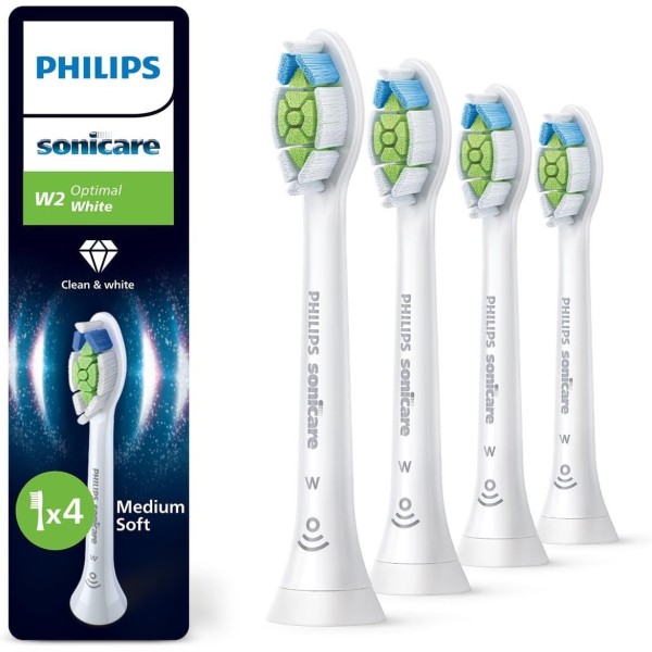 Philips Sonicare W2 Optimal White Toothbrush Heads, 4 Pack, White