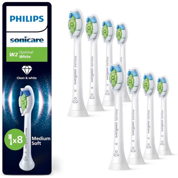 Philips Sonicare W2 Optimal White Toothbrush Heads, 8 Pack, White