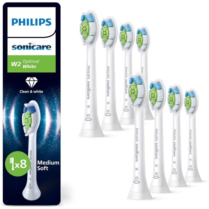 Philips Sonicare W2 Optimal White Toothbrush Heads, 8 Pack, White